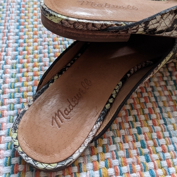 Madewell The Erica Square Peep Toe Mule in Snake Embossed Leather Size 8.5 - Picture 5 of 5